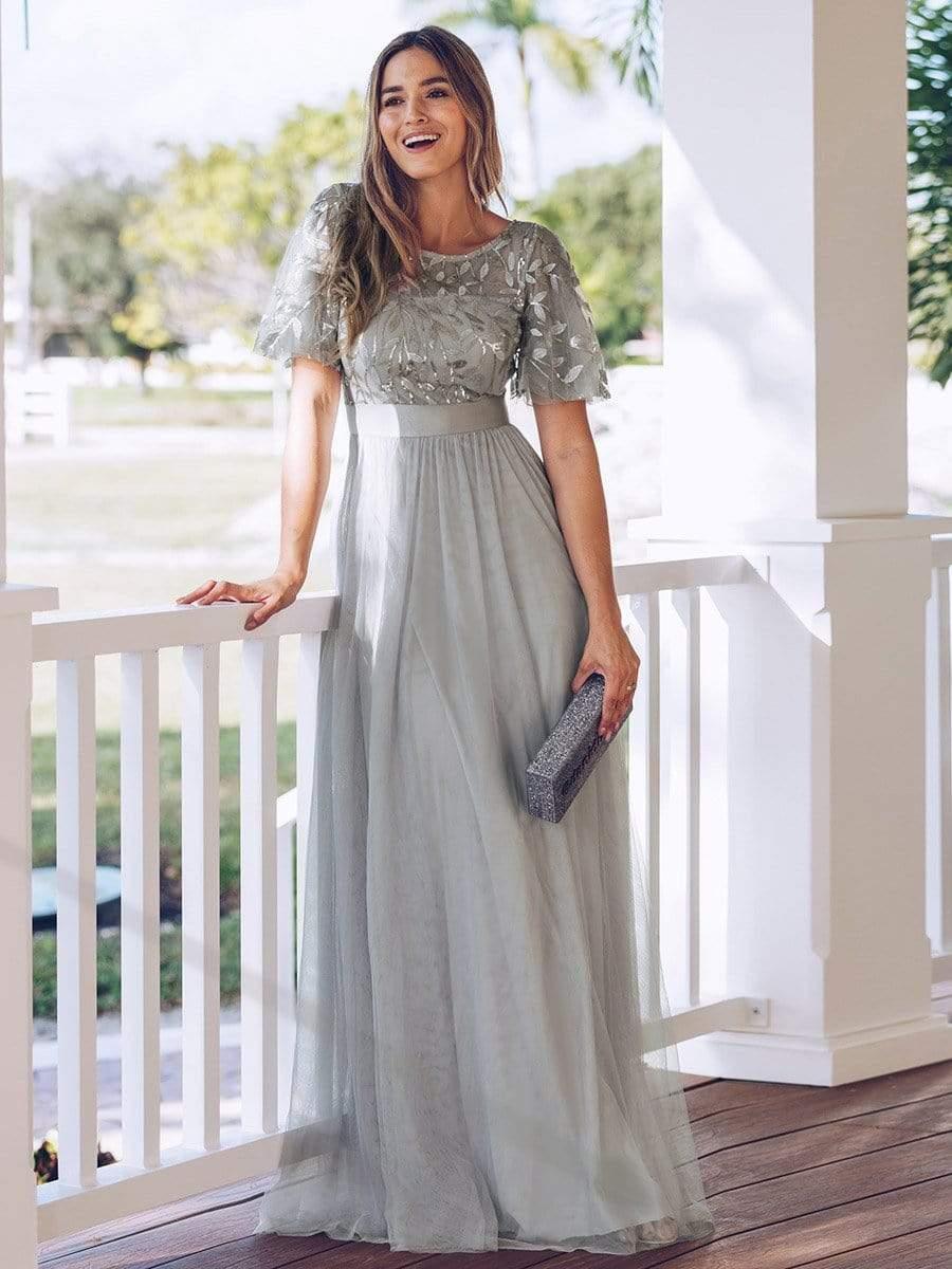 ever SAPHIR|Women's A-Line Short Sleeve Embroidery Floor Length Wedding Guest Dresses - Image 28