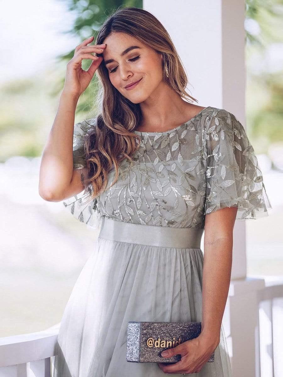ever SAPHIR|Women's A-Line Short Sleeve Embroidery Floor Length Wedding Guest Dresses - Image 29