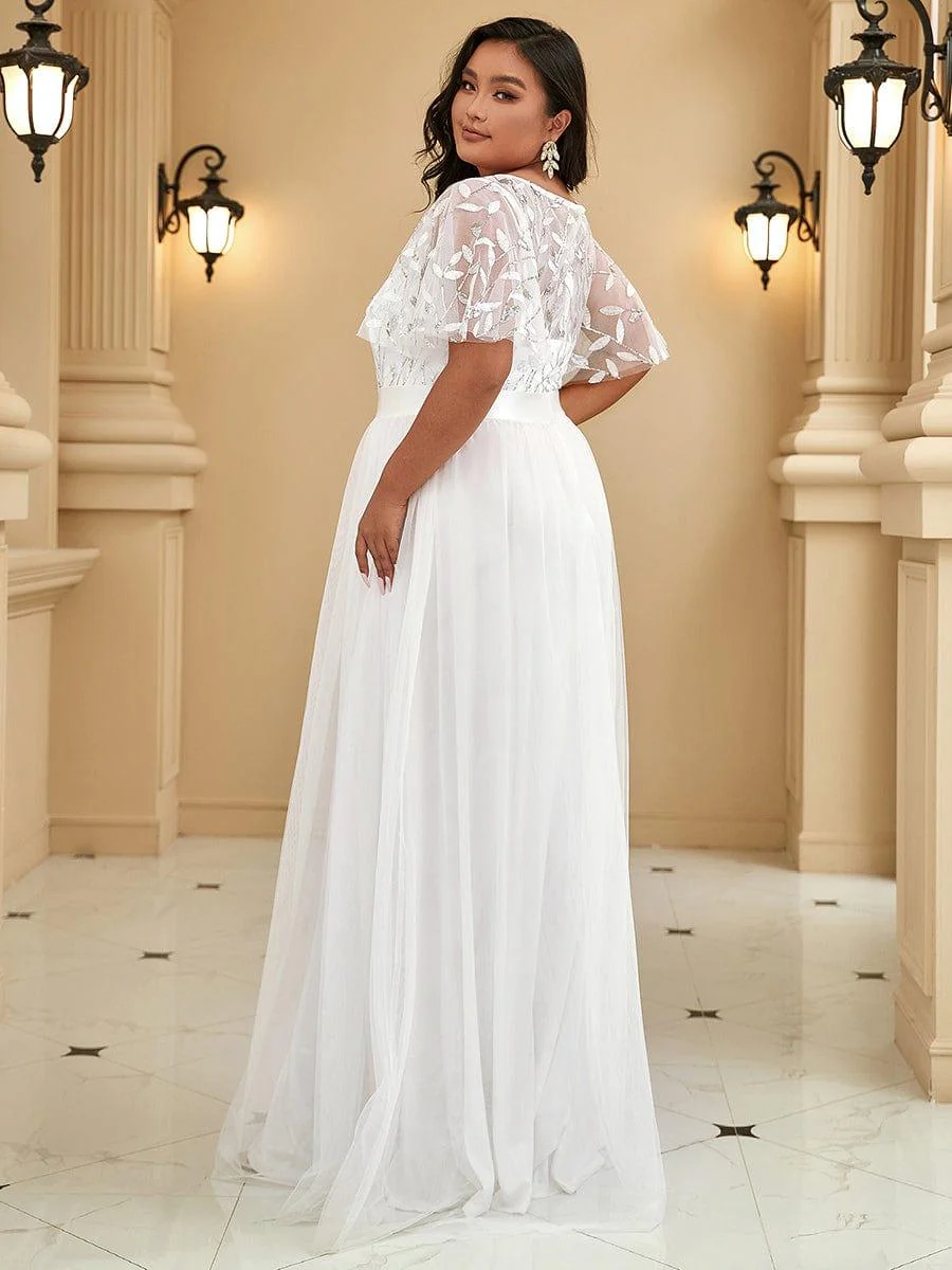 ever SAPHIR|Women's A-Line Short Sleeve Embroidery Floor Length Wedding Guest Dresses - Image 48