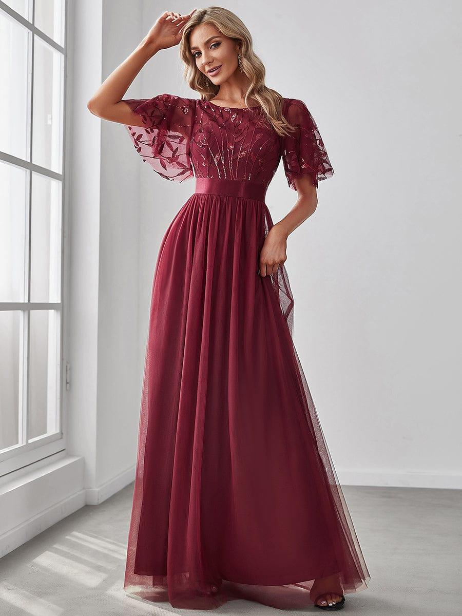 ever SAPHIR|Women's A-Line Short Sleeve Embroidery Floor Length Wedding Guest Dresses - Image 5