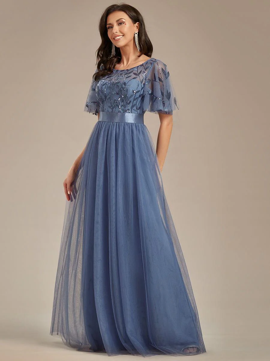 ever SAPHIR|Women's A-Line Short Sleeve Embroidery Floor Length Wedding Guest Dresses - Image 8