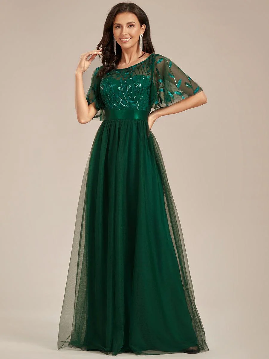 ever SAPHIR|Women's A-Line Short Sleeve Embroidery Floor Length Wedding Guest Dresses - Image 86