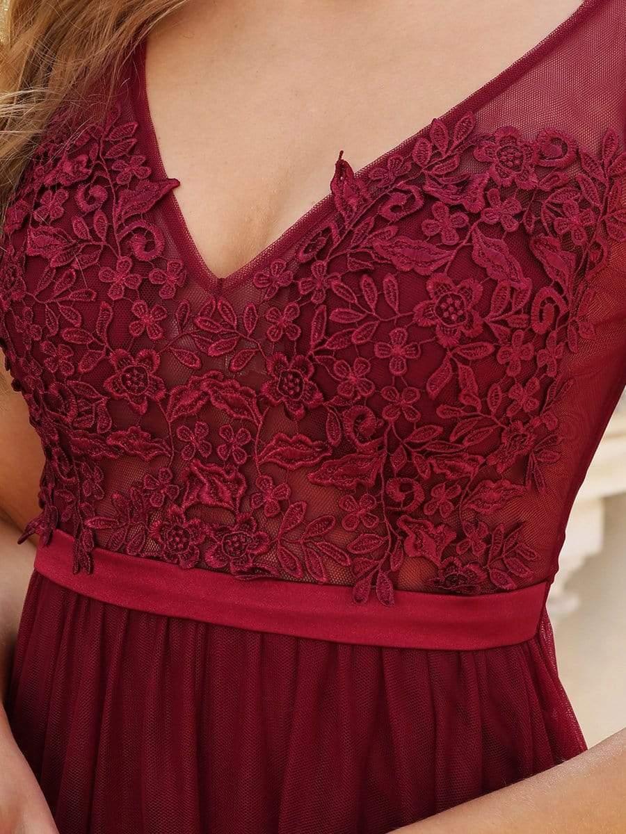 Women's A-Line V-Neck Floral Lace Appliques Bridesmaid Dress(Final Sale) - Image 19