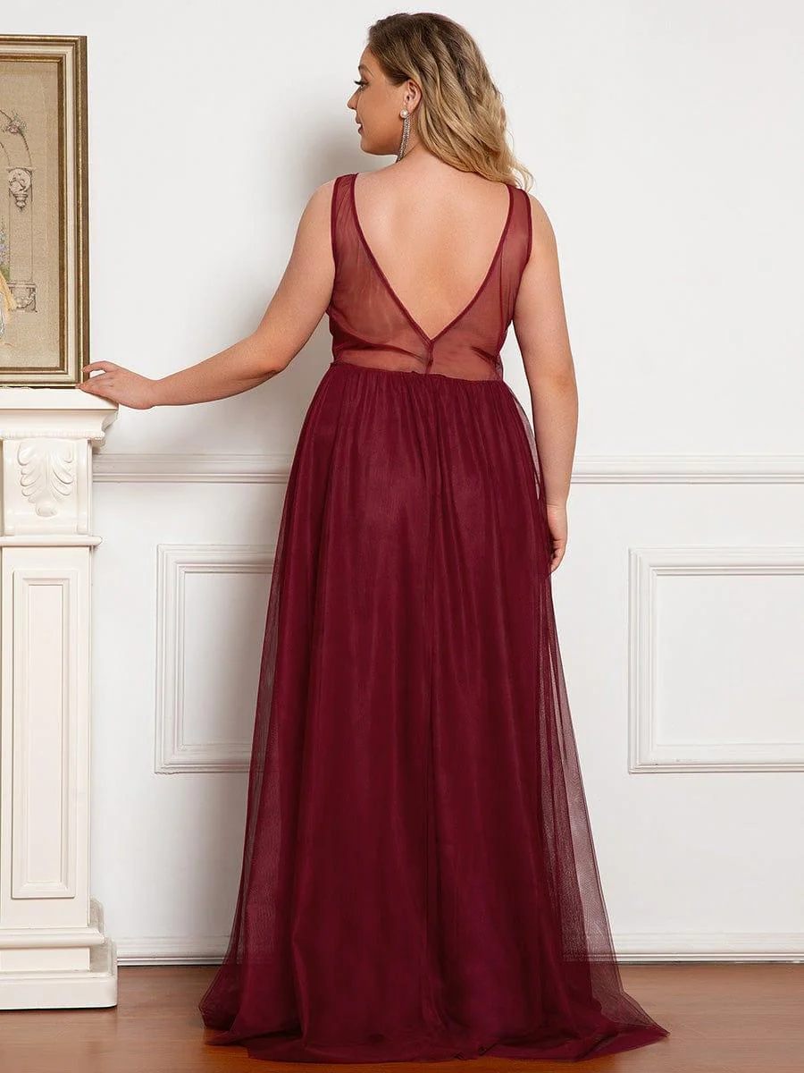 Women's A-Line V-Neck Floral Lace Appliques Bridesmaid Dress(Final Sale) - Image 21