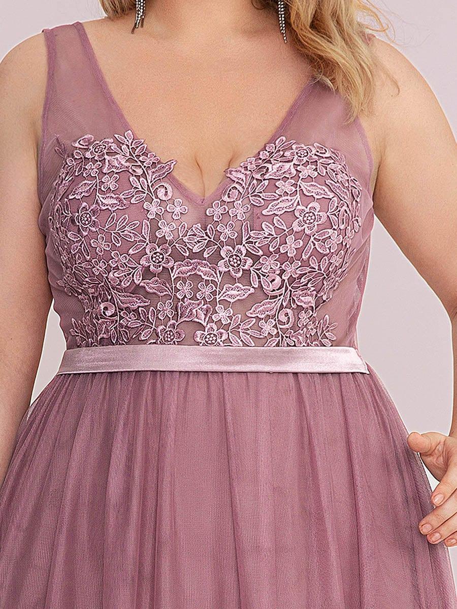 Women's A-Line V-Neck Floral Lace Appliques Bridesmaid Dress(Final Sale) - Image 7