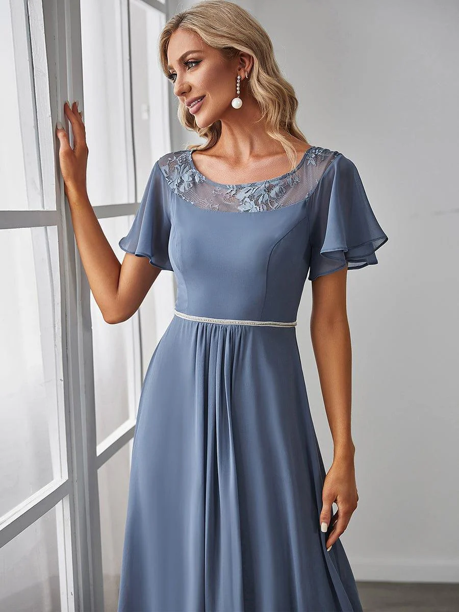Women's Casual Boat Neck A-Line Midi Dress with Irregular Hem(Final Sale) - Image 3