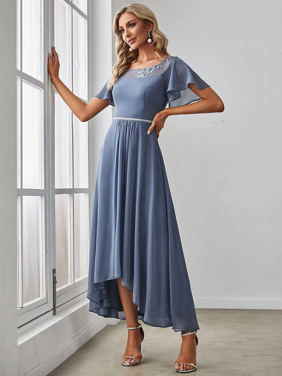 Women's Casual Boat Neck A-Line Midi Dress with Irregular Hem(Final Sale) - Image 4