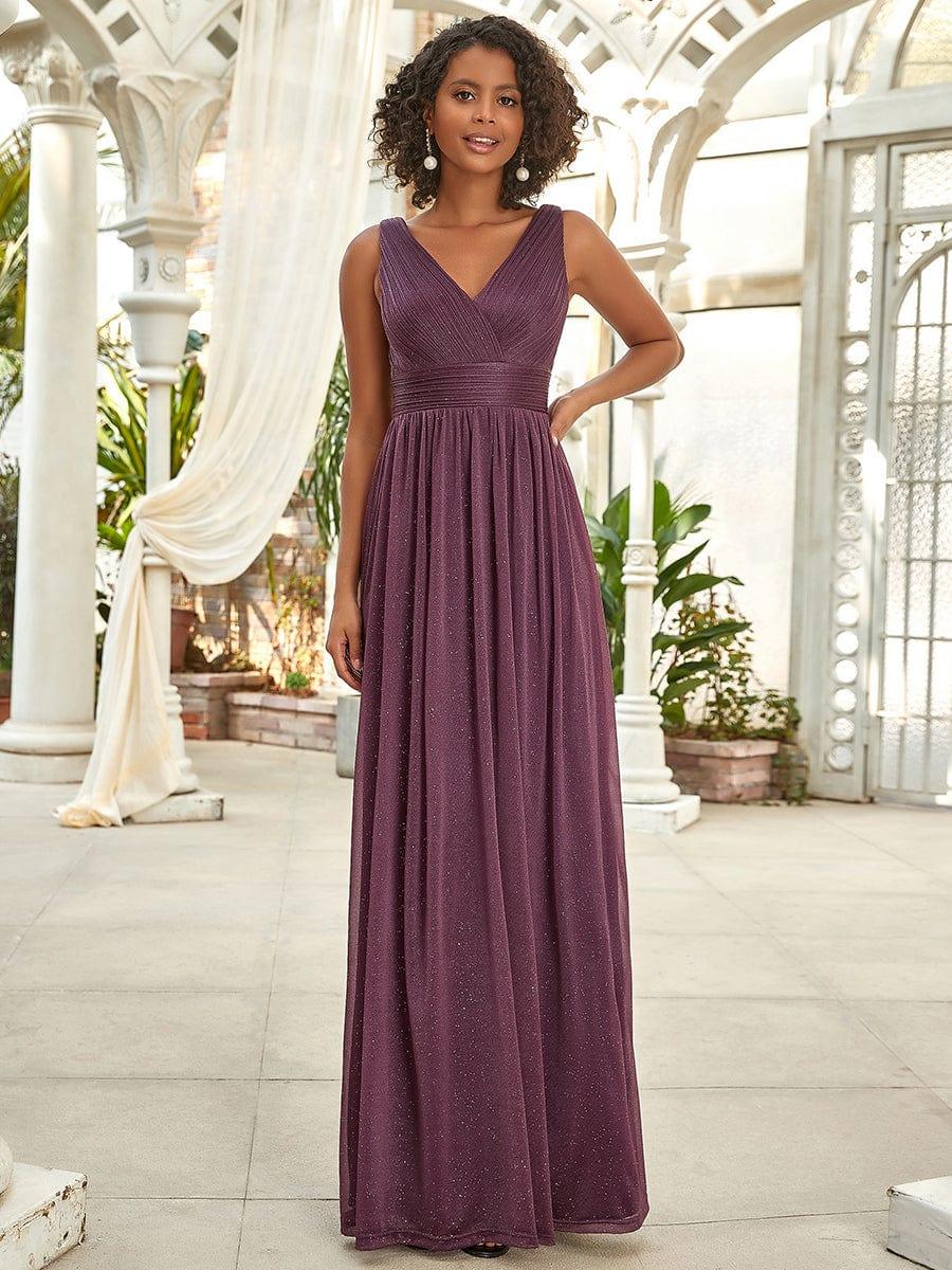 ever STERLING|Double V Neck Floor Length Sparkly Evening Dresses for Party - Image 10