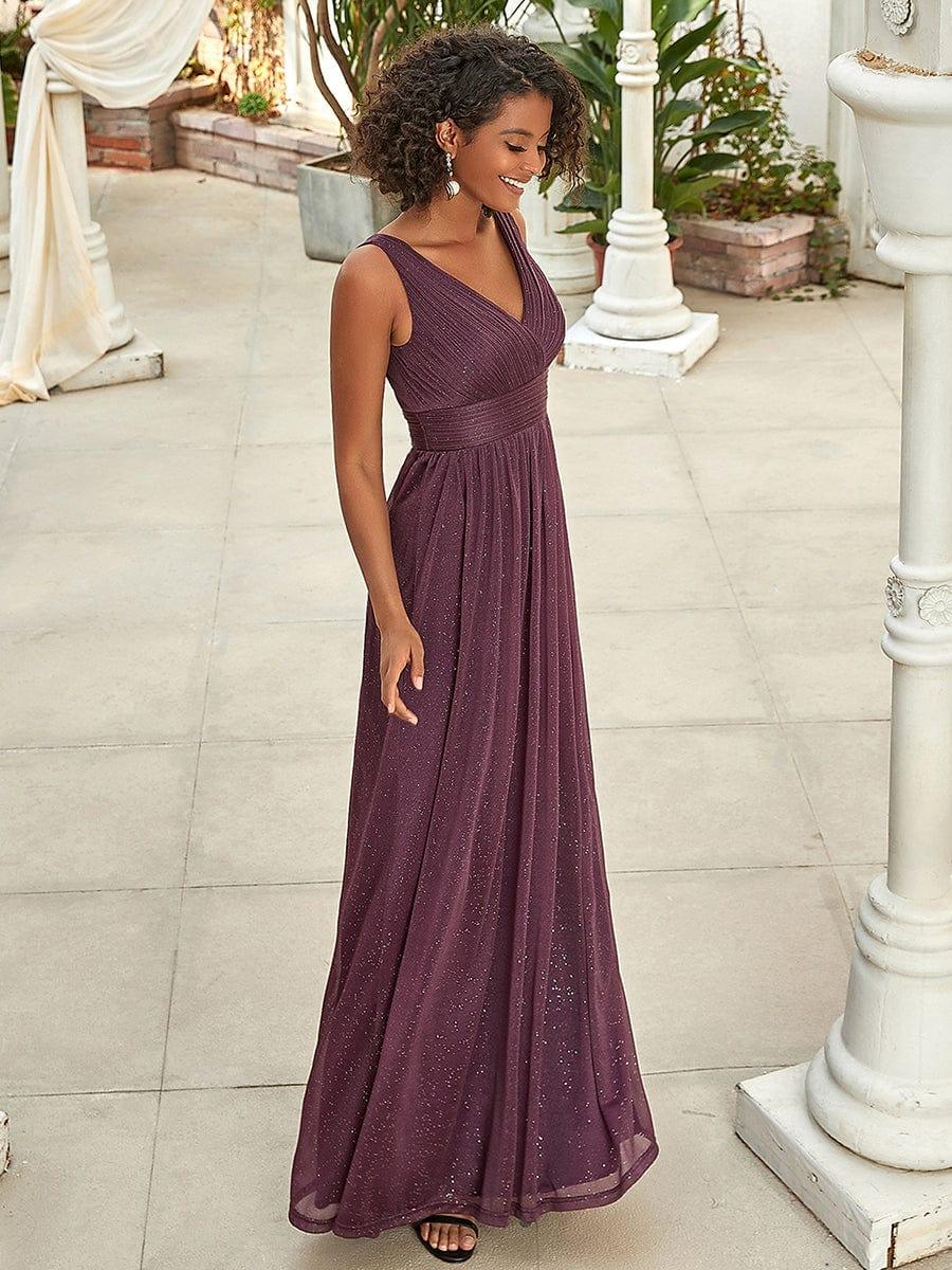 ever STERLING|Double V Neck Floor Length Sparkly Evening Dresses for Party - Image 12
