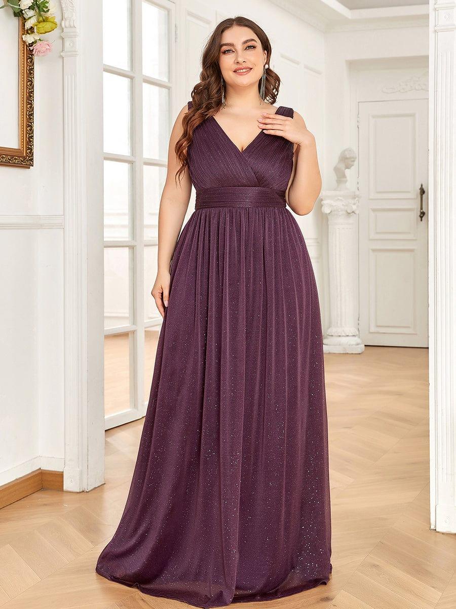 ever STERLING|Double V Neck Floor Length Sparkly Evening Dresses for Party - Image 14