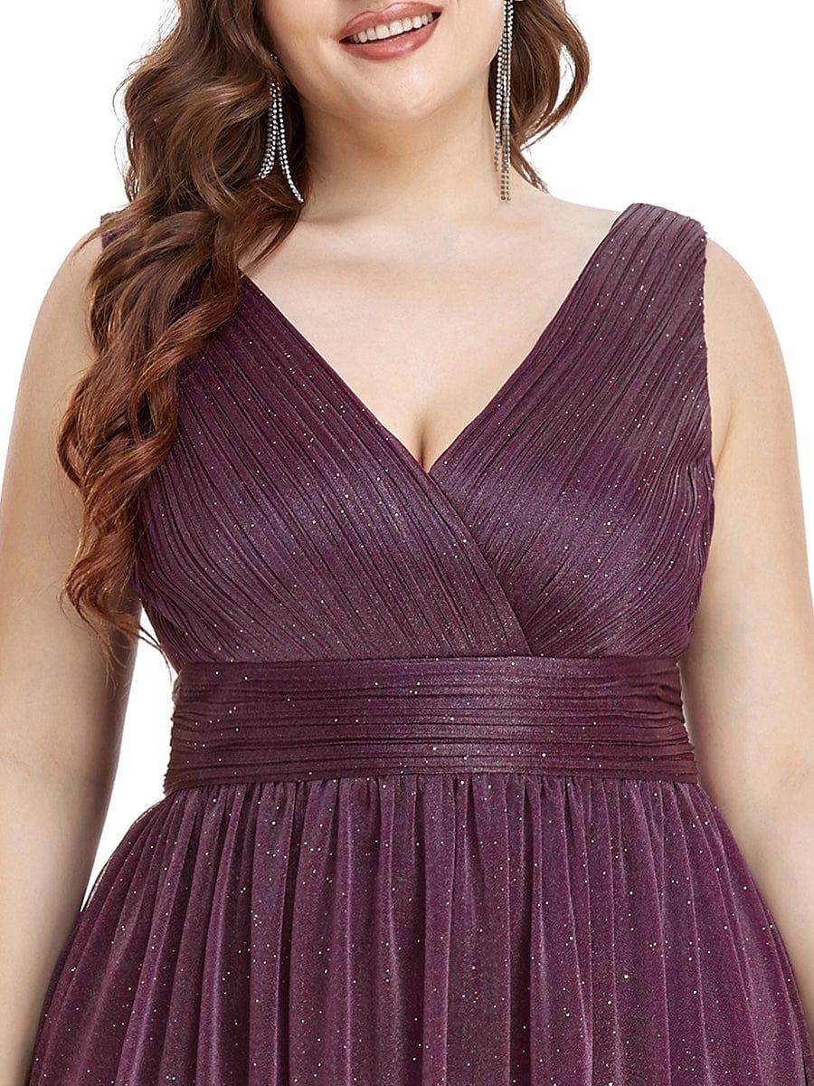 ever STERLING|Double V Neck Floor Length Sparkly Evening Dresses for Party - Image 16