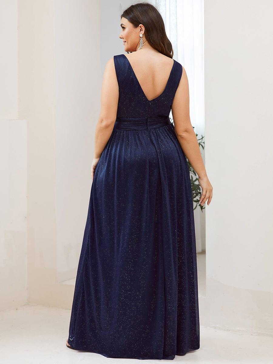 ever STERLING|Double V Neck Floor Length Sparkly Evening Dresses for Party - Image 24