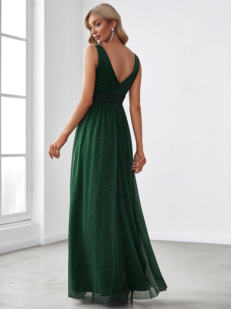 ever STERLING|Double V Neck Floor Length Sparkly Evening Dresses for Party - Image 4