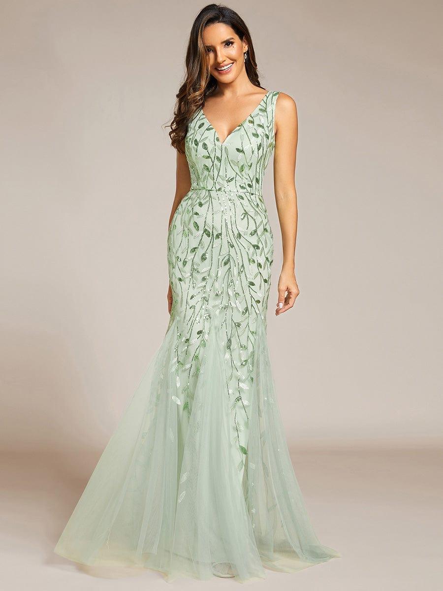 ever ORIEL|Women's Double V-Neck Fishtail Sequins Evening Dress - Image 106