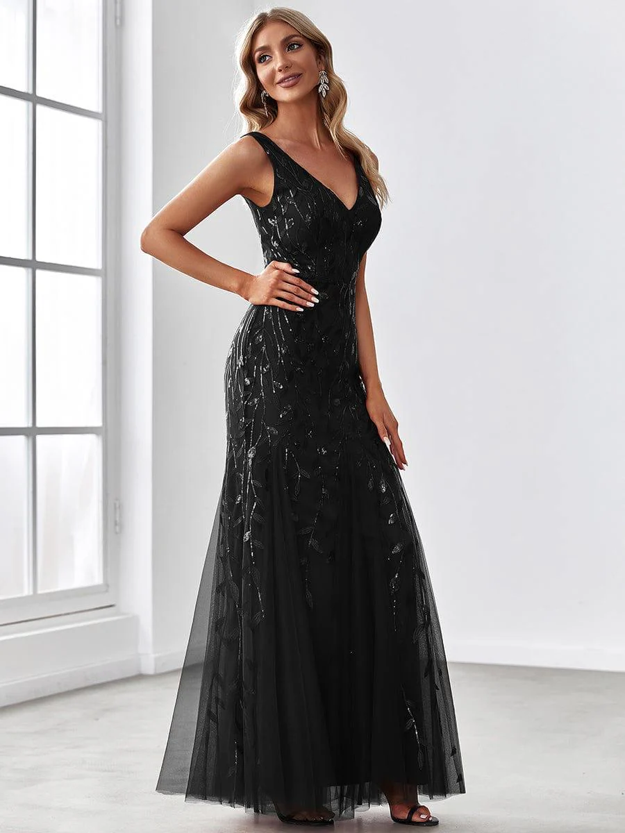 ever ORIEL|Women's Double V-Neck Fishtail Sequins Evening Dress - Image 45