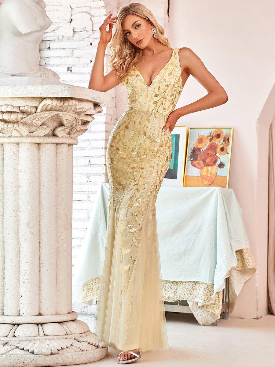 ever ORIEL|Women's Double V-Neck Fishtail Sequins Evening Dress - Image 55