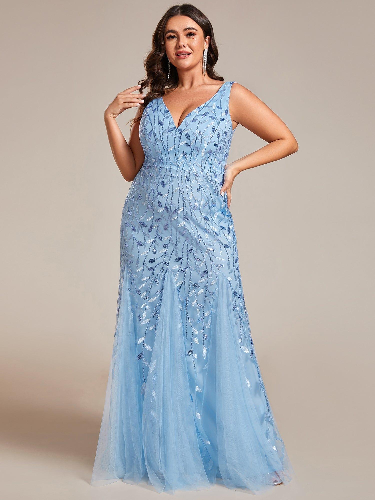 ever ORIEL|Women's Double V-Neck Fishtail Sequins Evening Dress - Image 76