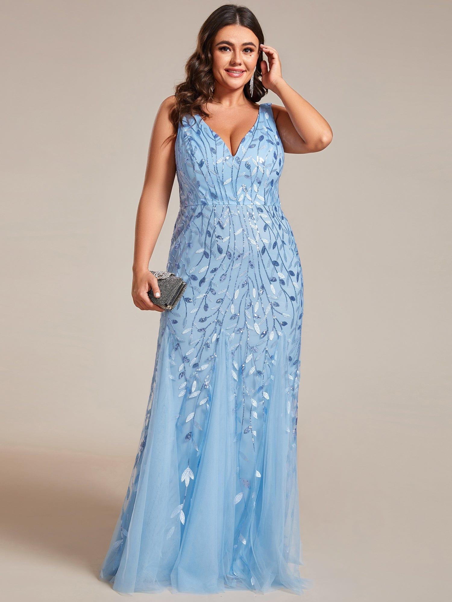 ever ORIEL|Women's Double V-Neck Fishtail Sequins Evening Dress - Image 79