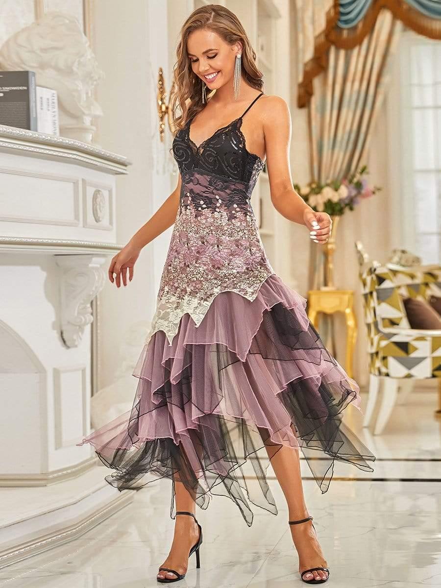 Women's Sexy V Neck Irregular Hem Cocktail Prom Dresses(Final Sale) - Image 11