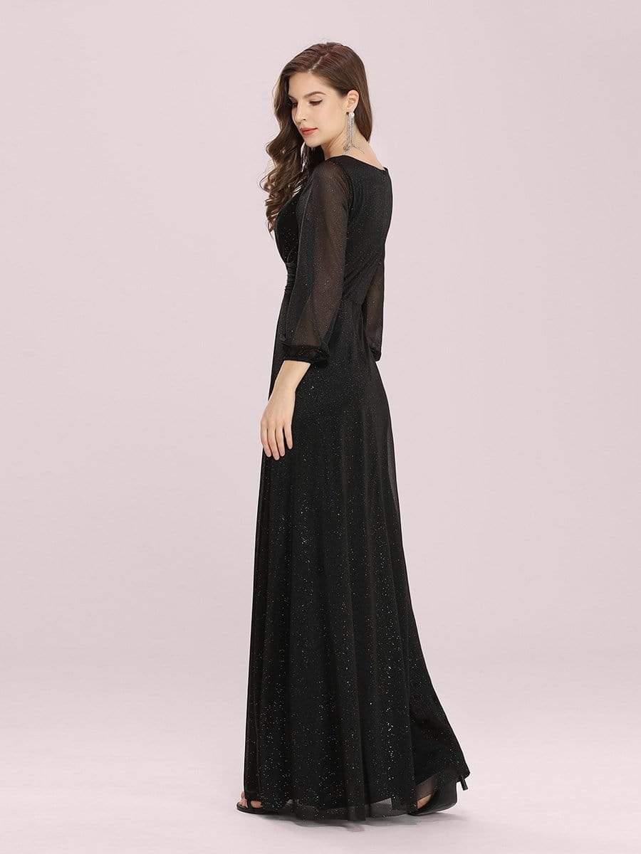 Women's Sexy V-Neck Shiny Evening Dresses with Long Sleeve(Final Sale) - Image 34