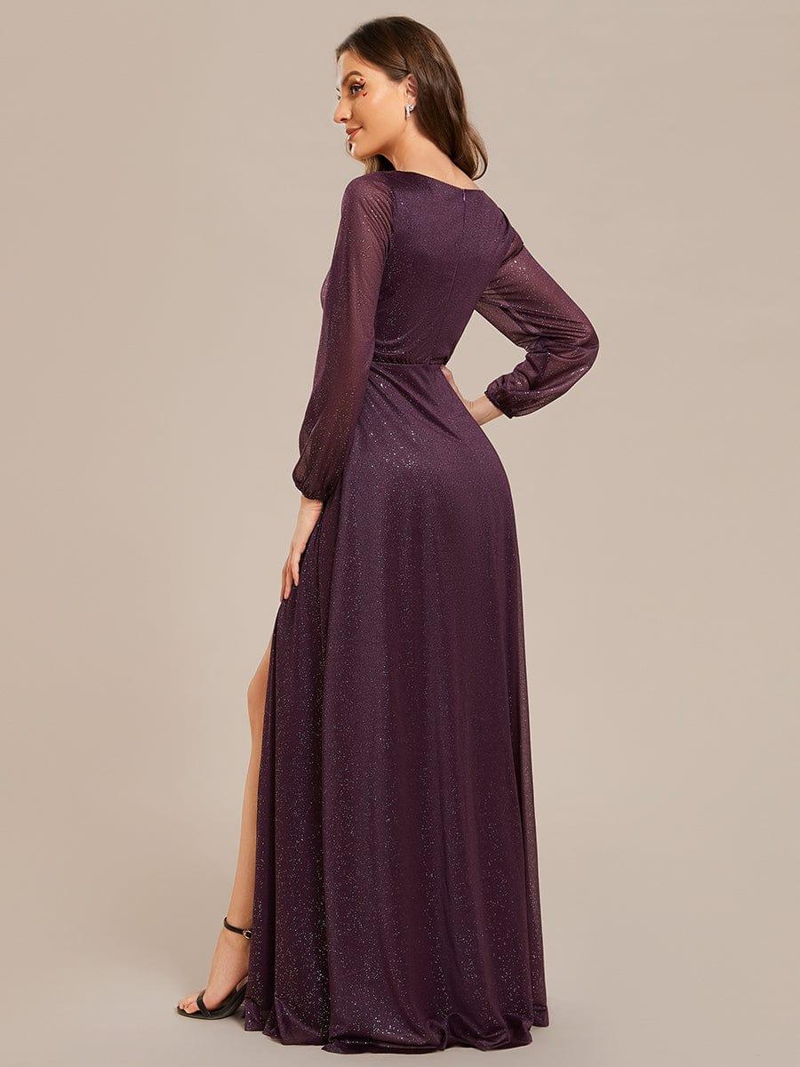 Women's Sexy V-Neck Shiny Evening Dresses with Long Sleeve(Final Sale) - Image 38