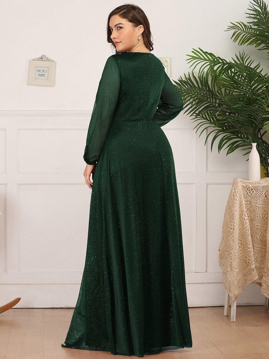 Women's Sexy V-Neck Shiny Evening Dresses with Long Sleeve(Final Sale) - Image 8