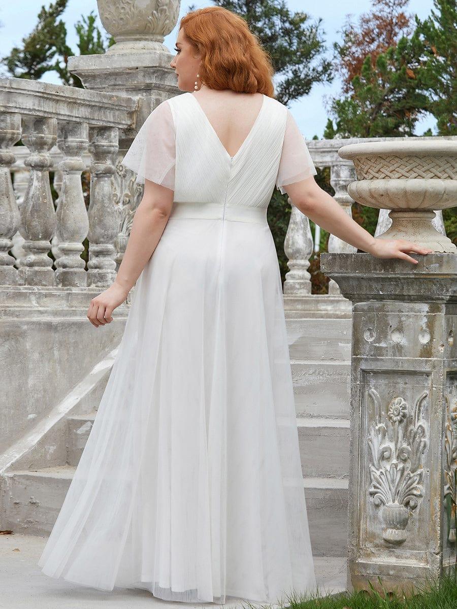 ever MISTE|Women's Double V-Neck Floor-Length Bridesmaid Dress with Short Sleeve - Image 19